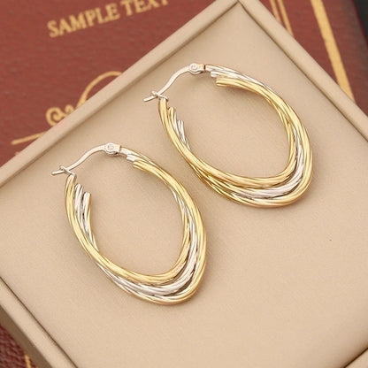 1 Pair Modern Style Round Plating Stainless Steel 18K Gold Plated Earrings