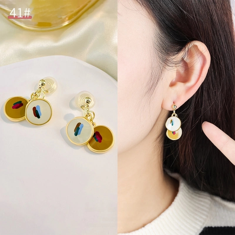 Mosquito Incense Plate Ear Clip Women's Ear Holes Exquisite Pearl Earrings Advanced Hong Kong Style Retro Niche Light Luxury Earrings