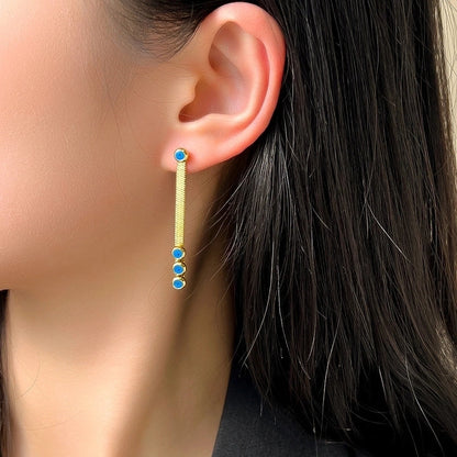 1 Pair Fashion Square Inlay 304 Stainless Steel Artificial Rhinestones 18K Gold Plated Stainless Steel Earrings