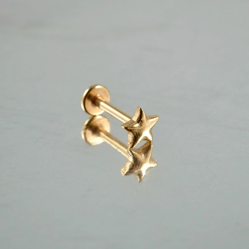 2 Pieces Lip Rings Casual Hawaiian Tropical Star Moon 304 Stainless Steel 18K Gold Plated Ear Cartilage Rings & Studs