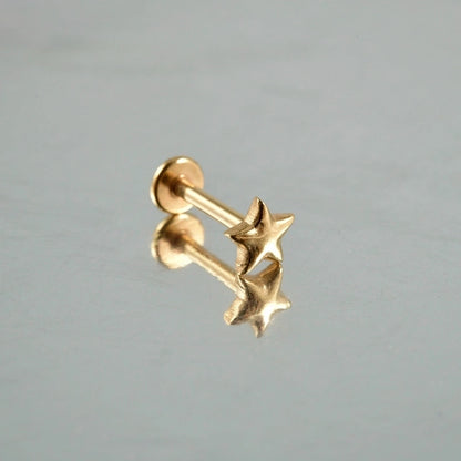 2 Pieces Lip Rings Casual Hawaiian Tropical Star Moon 304 Stainless Steel 18K Gold Plated Ear Cartilage Rings & Studs