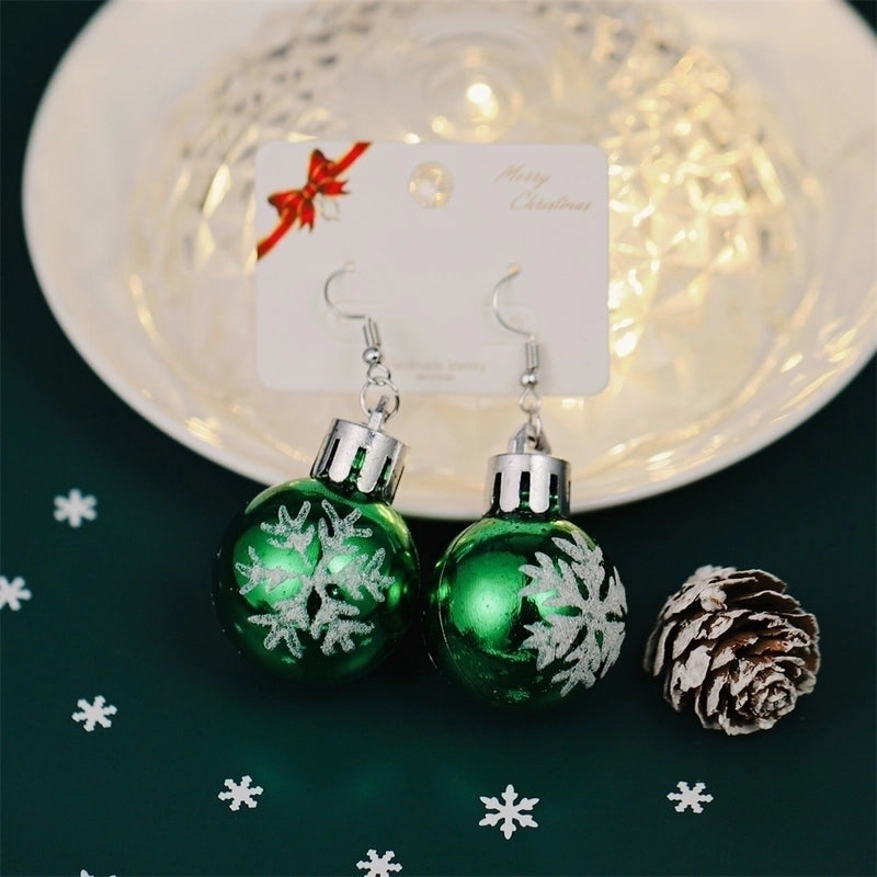 Fashion Christmas Tree Snowflake Elk Silver Plated Enamel Women's Earrings 1 Pair