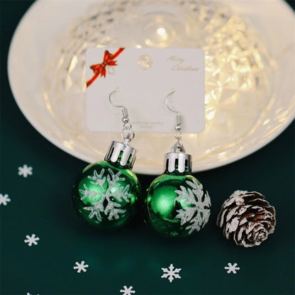 Fashion Christmas Tree Snowflake Elk Silver Plated Enamel Women's Earrings 1 Pair