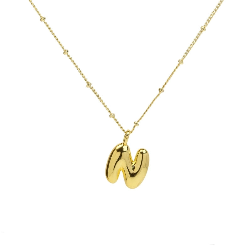 Copper Brass Minimalist Letter Pendant Necklace