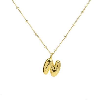 Copper Brass Minimalist Letter Pendant Necklace