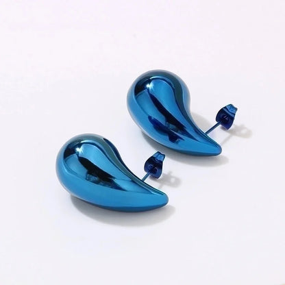 1 Pair Basic Water Droplets Plating Titanium Steel 18K Gold Plated Ear Studs