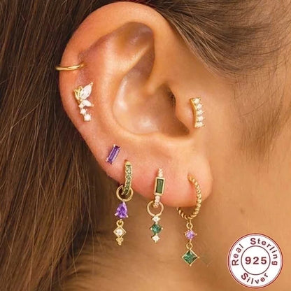 1 Piece Ear Cartilage Rings & Studs Fashion Geometric 925 Sterling Silver Plating Zircon