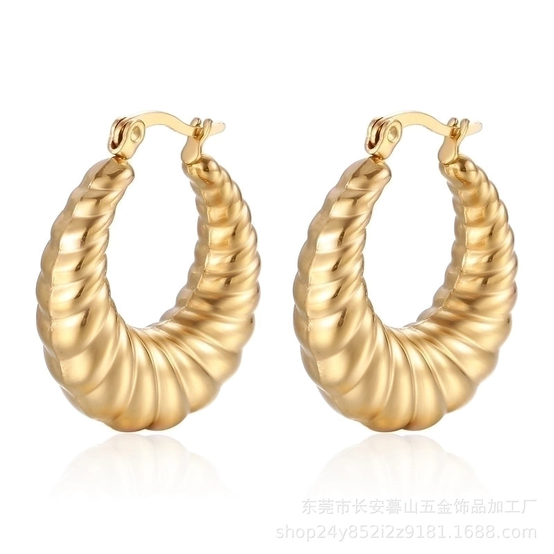 1 Pair Fashion Solid Color Plating 304 Stainless Steel 18K Gold Plated Earrings