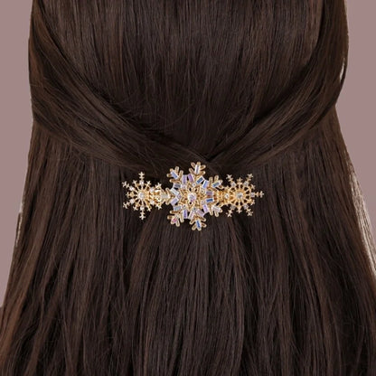 Christmas Minimalist Women's Snowflake Alloy Inlay Zircon Hair Clip