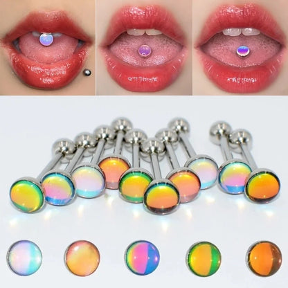 1 Piece Tongue Rings Minimalist Gradient Color 304 Stainless Steel Resin Polishing Resin Tongue Rings