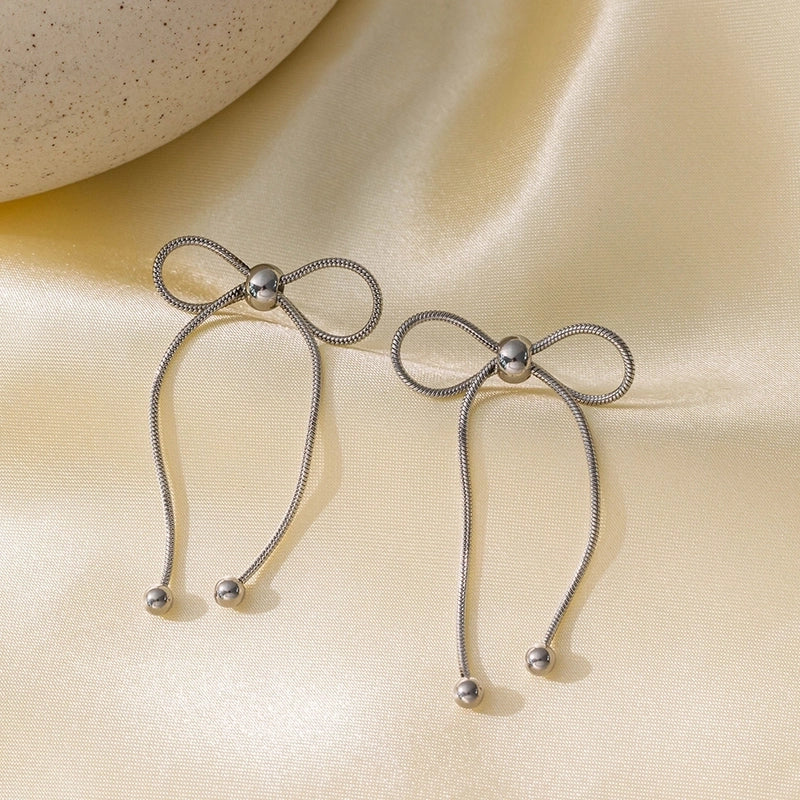 Elegant Sweet Streetwear Bow Knot Titanium Steel Plating Bracelets Earrings Necklace