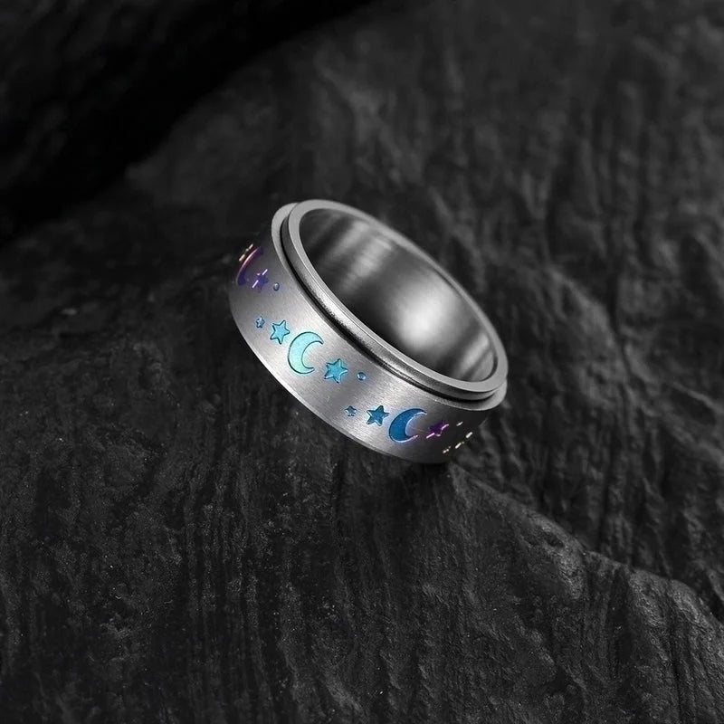 Jewelry Fashion Star Moon 304 Stainless Steel Rings