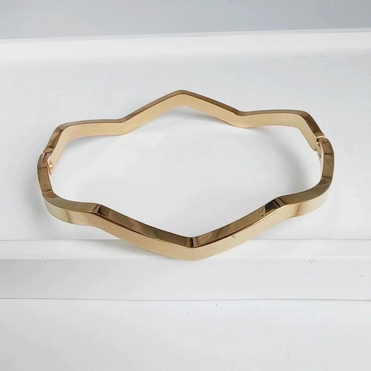 Hip-Hop Modern Style Minimalist Geometric Waves 304 Stainless Steel Bangle In Bulk