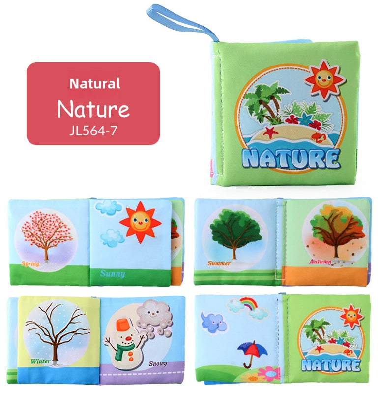 Hot Sale Enlightenment Early Education Baby Cloth Book English Animal Transport Cognitive Book Baby Cloth Book