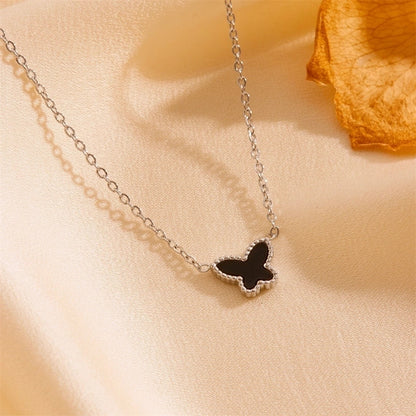 Elegant Minimalist Butterfly Titanium Steel Acrylic 18K Gold Plated Inlay Bracelets Earrings Necklace