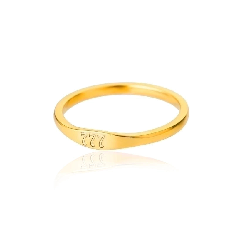 1 Piece Minimalist Number Stainless Steel Inlaid Gold Rings