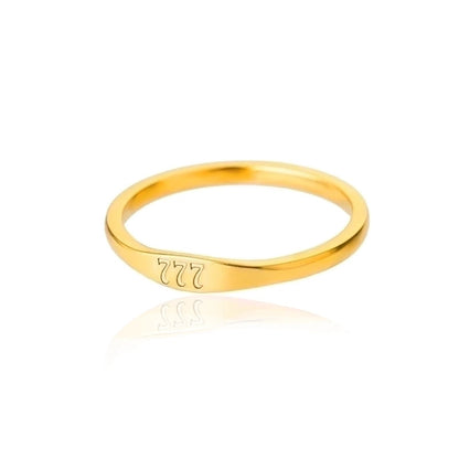 1 Piece Minimalist Number Stainless Steel Inlaid Gold Rings