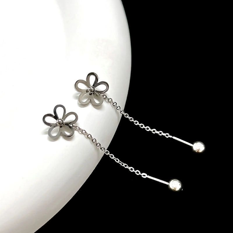 1 Piece Classic Style Flower Plating 304 Stainless Steel Drop Earrings Ear Studs