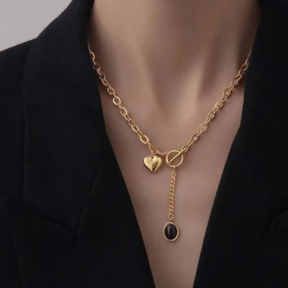 Vacation Minimalist Commute Heart Shape 304 Stainless Steel 18K Gold Plated Pendant Necklace