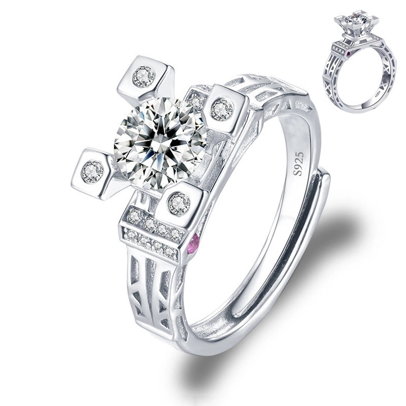 Copper Minimalist Classic Style Inlay Solid Color Zircon Rings