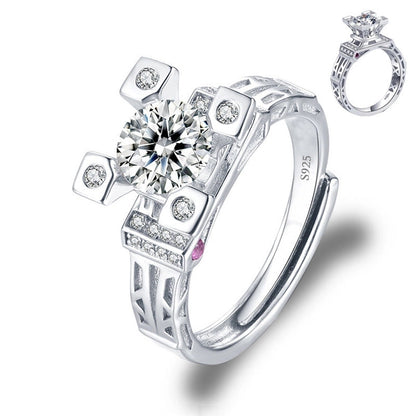 Copper Minimalist Classic Style Inlay Solid Color Zircon Rings