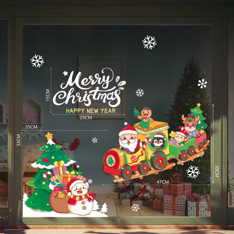 Christmas Cartoon Style Christmas Socks Snowman PVC Holiday Car Window Stickers