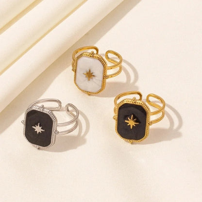 Basic Modern Style Classic Style Eight Awn Star Geometric 304 Stainless Steel 18K Gold Plated Polishing Enamel Open Rings