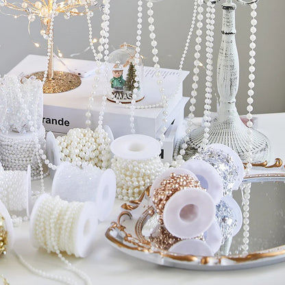 2 Pieces Christmas Tree Hanging Ornaments Pearl String Bead Chain Wedding Hotel Decoration Scene Bead Chain