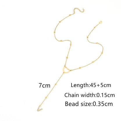 Elegant Minimalist Classic Style Letter Heart Shape 201 Stainless Steel 304 Stainless Steel Copper Zircon Stainless Steel Necklaces
