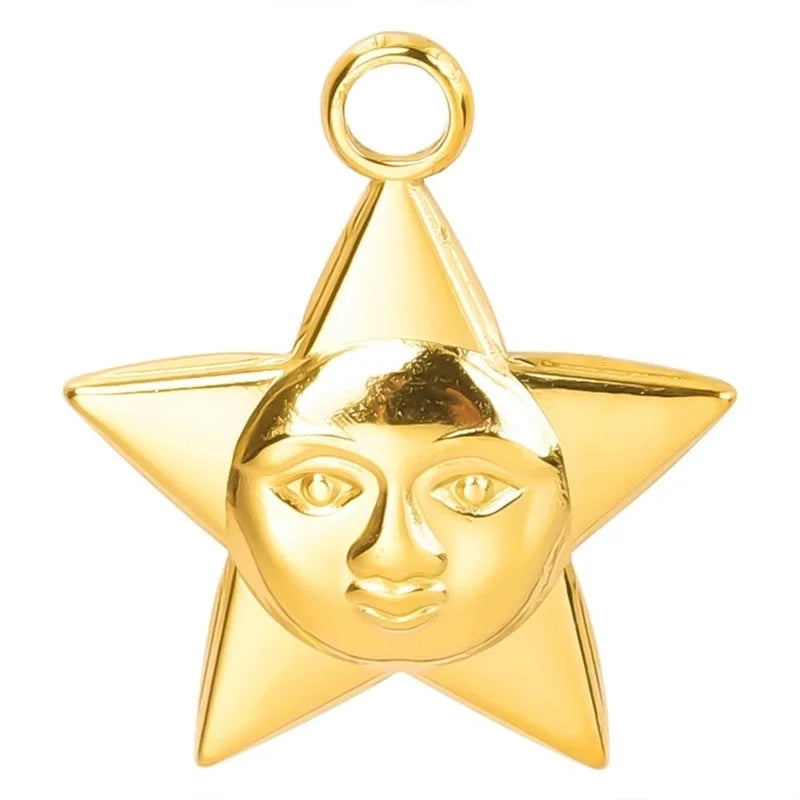 2 Pieces Minimalist Pentagram 304 Stainless Steel Plating Pendant Necklace