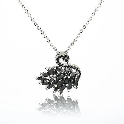 Sweet Minimalist Swan Copper White Gold Plated Zircon Pendant Necklace In Bulk