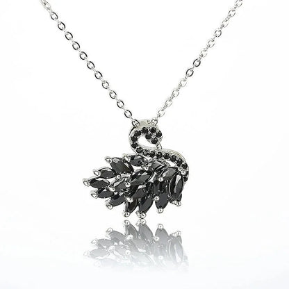 Sweet Minimalist Swan Copper White Gold Plated Zircon Pendant Necklace In Bulk