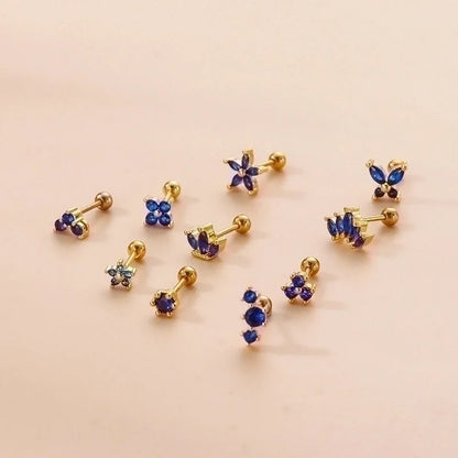 1 Piece Ear Cartilage Rings & Studs Fashion Flower 316L Stainless Steel Copper Plating Inlay Zircon