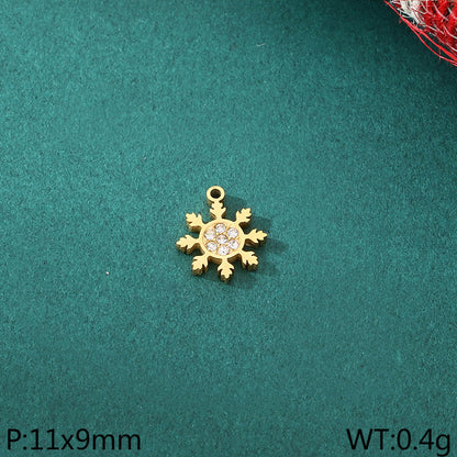 Christmas Elements Series Diy Accessories Stainless Steel Elk Santa Claus Snowflake Gloves Pendant