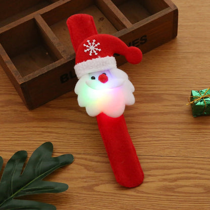 Luminous Style Christmas Small Gifts For Children Christmas Creative Gift With Lights Old Man Snowman Slap Bracelet Pop Bracelet
