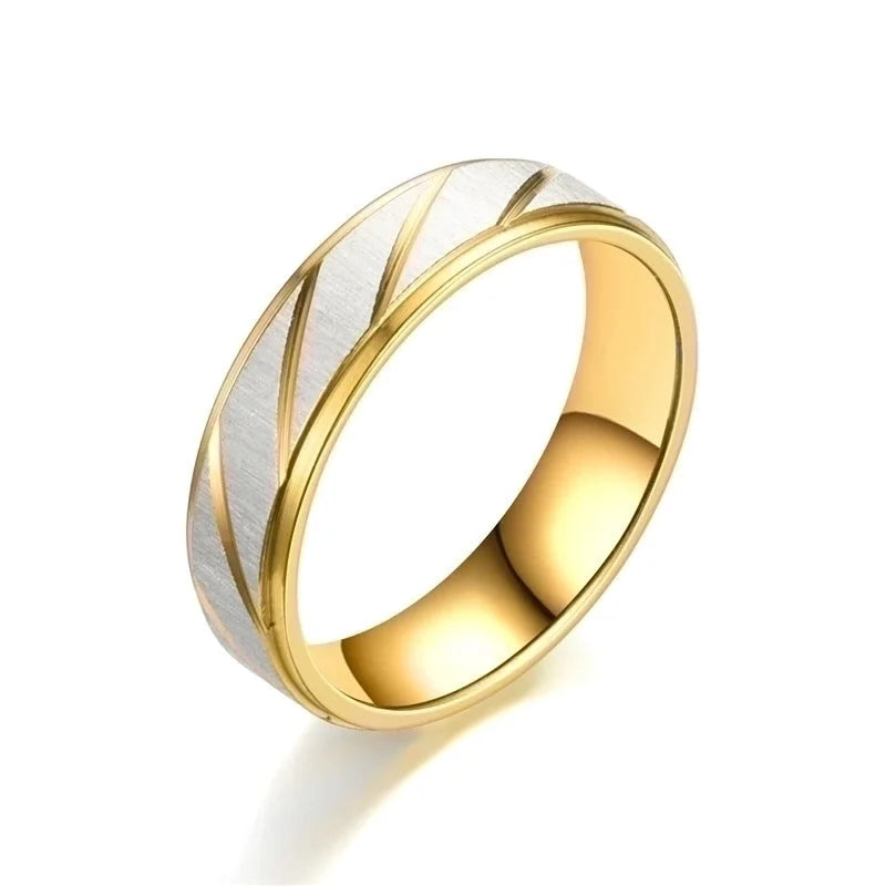 Fashion Golden Slash Stainless Steel Ring