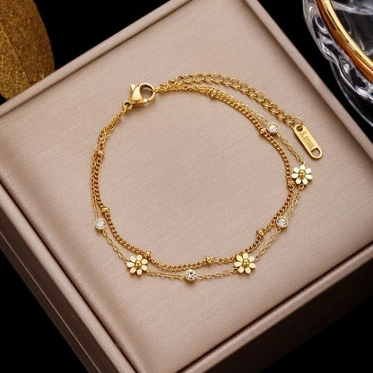 Minimalist Geometric Stainless Steel Plating Inlay Artificial Pearls Bracelets
