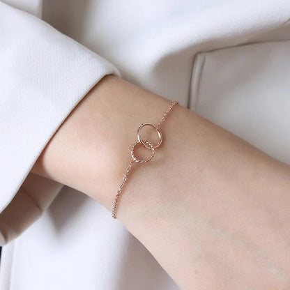 Minimalist Commute Double Ring Titanium Steel 18K Gold Plated Plating Bracelets Necklace