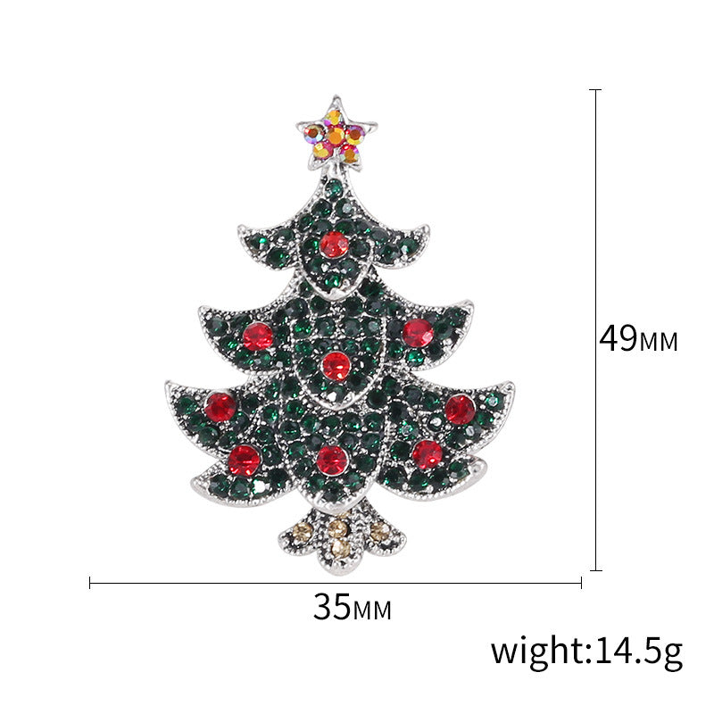Fashion Pin Christmas Tree Alloy Inlay Rhinestones Women'S Brooches