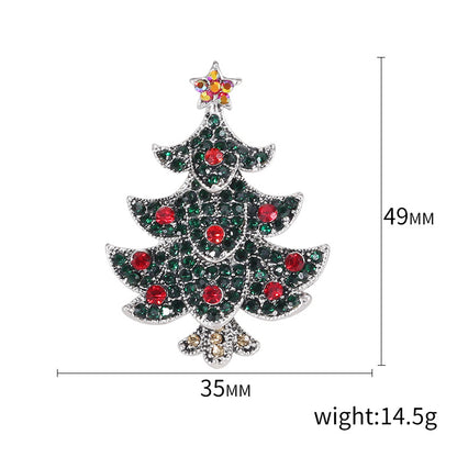 Fashion Pin Christmas Tree Alloy Inlay Rhinestones Women'S Brooches