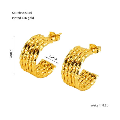 1 Pair Lady Minimalist Geometric Star Plating Titanium Steel Earrings