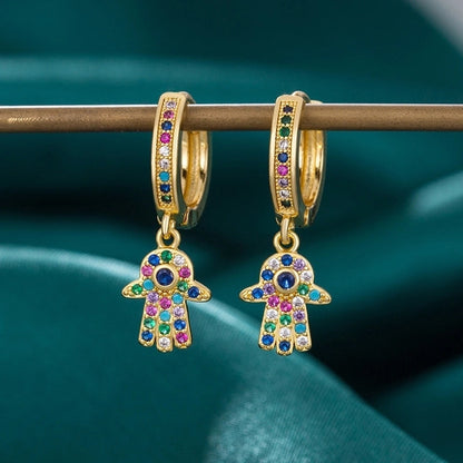 1 Pair Vintage Style Tortoise Cross Butterfly Plating Inlay Copper Rhinestones Drop Earrings