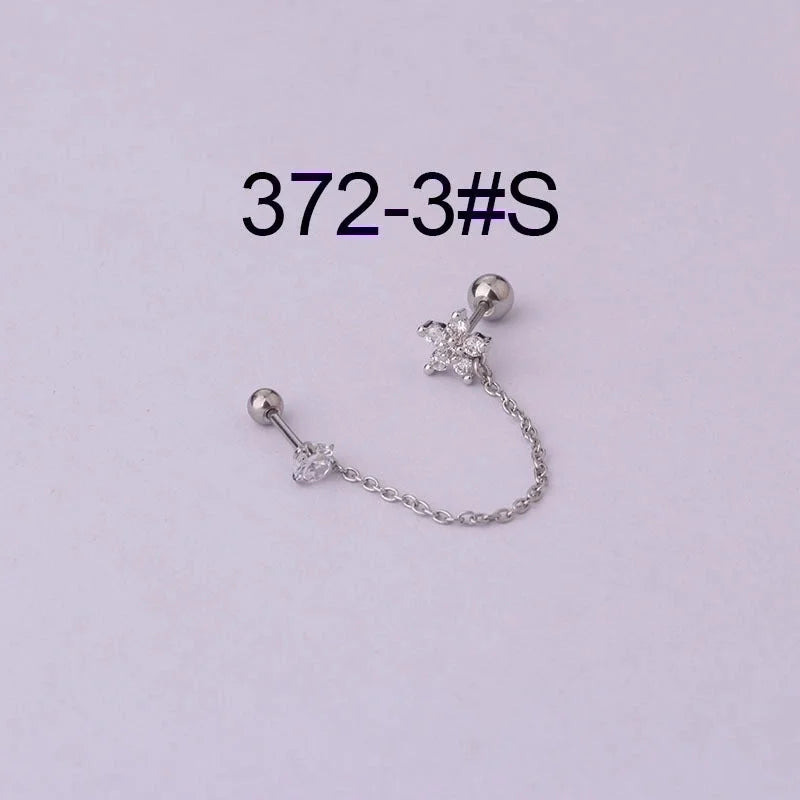 Ear Cartilage Rings & Studs Fashion Flower Copper Plating Artificial Gemstones