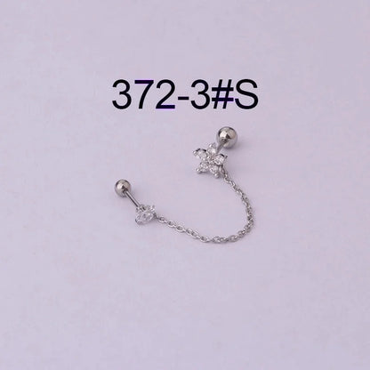 Ear Cartilage Rings & Studs Fashion Flower Copper Plating Artificial Gemstones