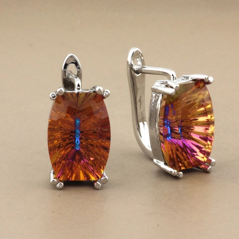 1 Pair Minimalist Classic Style Solid Color Inlay Copper Artificial Gemstones Earrings