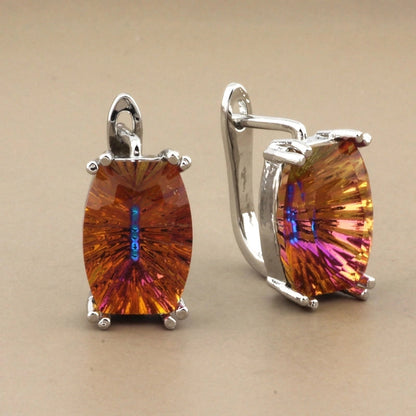 1 Pair Minimalist Classic Style Solid Color Inlay Copper Artificial Gemstones Earrings