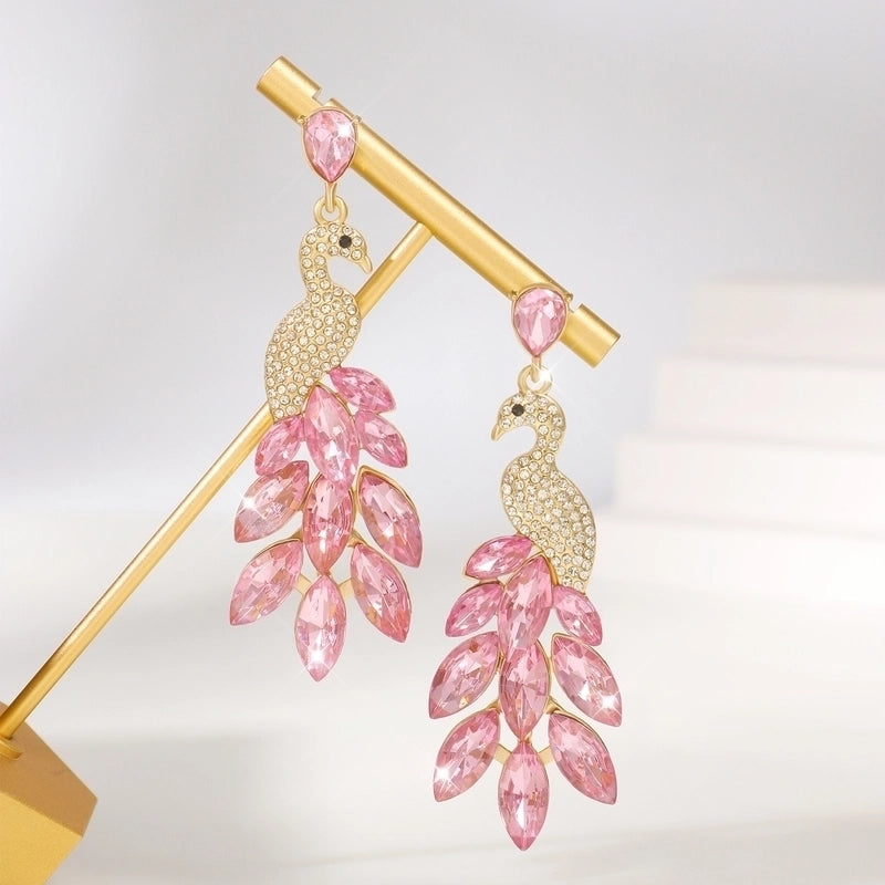 1 Pair Glam Luxurious Shiny Inlay Alloy Crystal 18K Gold Plated Drop Earrings