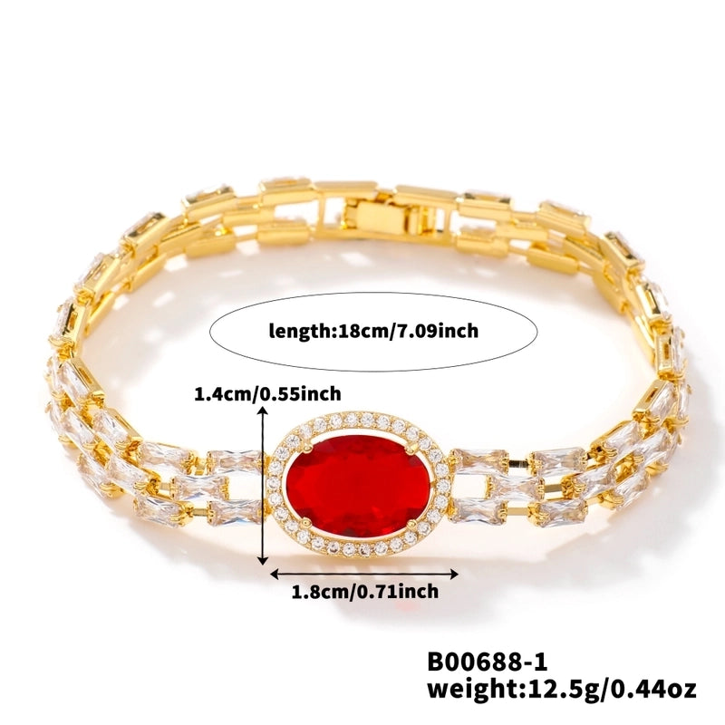 Copper K Gold Plated Inlay Water Droplets Zircon Bracelets