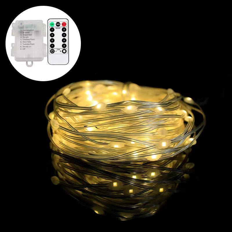 LED Light String Eight Function USB Waterproof Battery Box Remote Control Copper Wire Light String Leather Wire Light String Christmas Decorative Colored Light String