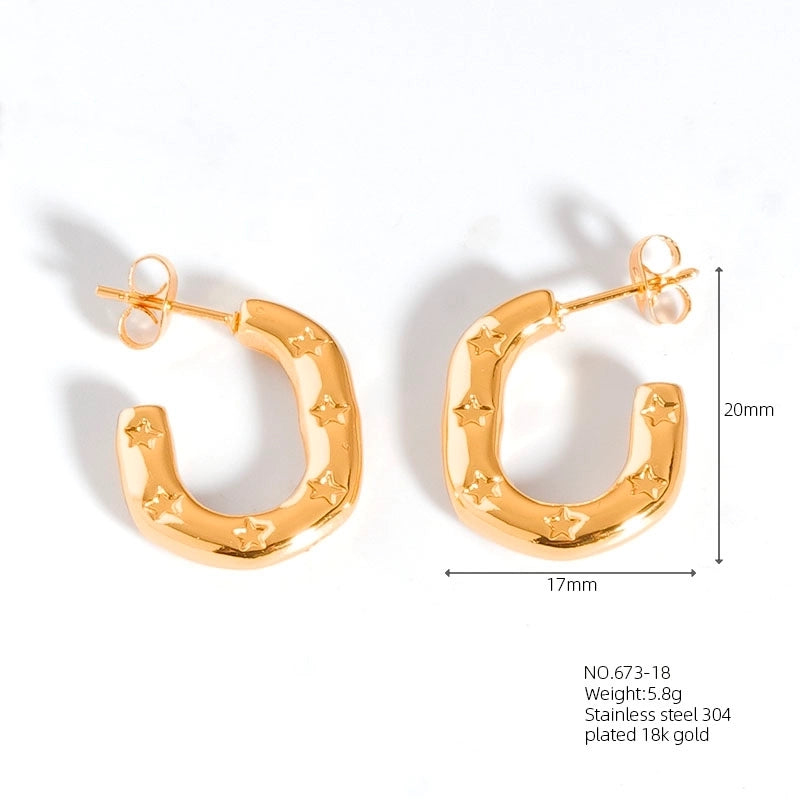 1 Pair Casual Modern Style Classic Style U Shape Geometric 304 Stainless Steel Titanium Steel 18K Gold Plated Earrings